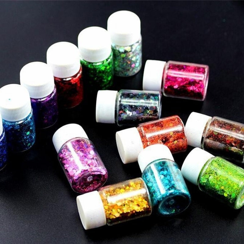 Wholesale Mixed Sequins Laser Colorful Glitter Powder Nail Art Crystal Drip Glue Flow Hemp Filler Gold Powder